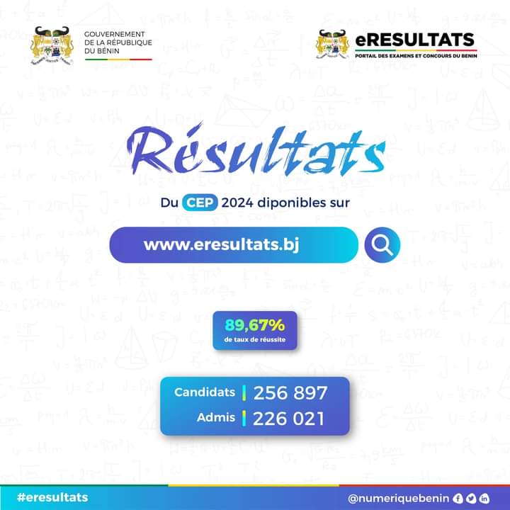 RESULTATS DU CEP 2024 AU BÉNIN: Liste des admis bientôt disponible sur eresultats.bj